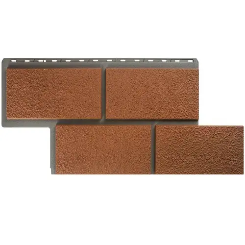 Цокольный сайдинг "Неаполитанский камень" терракотовый Цокольный сайдинг "Неаполитанский камень" терракотовый