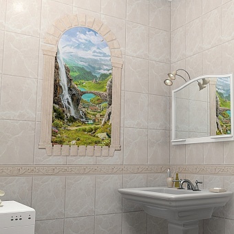 Панель ПВХ Каменный мост фон серый Панель ПВХ Каменный мост фон серый